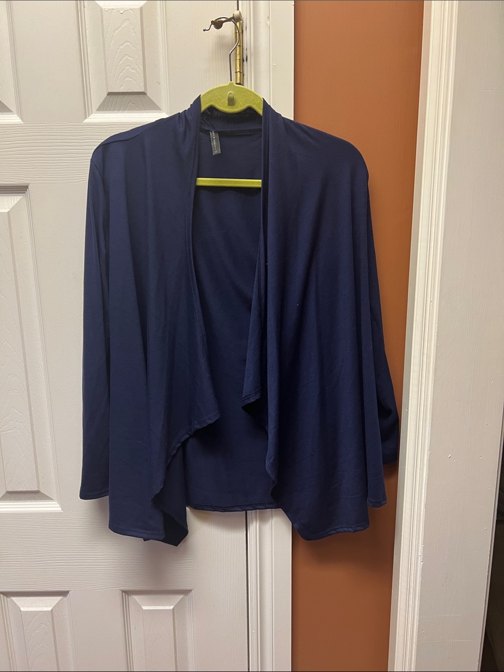 Rags and Couture Navy Open-Front Draped Cardigan